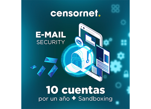 Paquete de Email Security Censornet (protección para 10 cuentas de correo durante un año) - Incluye Sandboxing